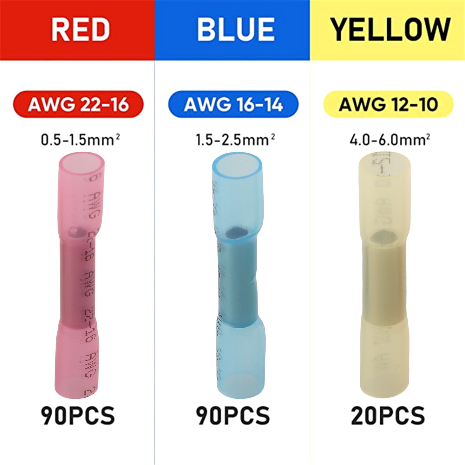 yaaqii Heat Shrink Wire Connectors, Crimp Connector Assortment, Ring Fork Spade Splices