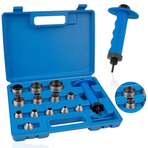14PCS Sharp Hollow Punch Set, Gasket Hollow Punch Kit, Rubber Hollow Hole Punch Set 3/16" to 1-3/8" for Leather, Rubber, Plastic, Gasket, Foam, with Handle$$Tools & Hardware Other
