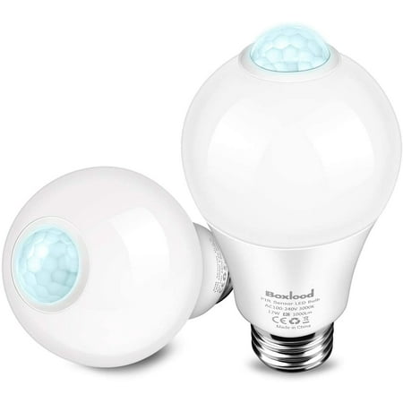 

12W Motion Sensor Light Bulb Outdoor/Indoor Movement Activated Security LED Bulb 1000LM(100W Halogen Equivalent) A19 E26 3000K Warm White for Front Door Stairs Porch-2PACK by Boxlood