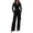 Black, variant on Womens 2 Piece Blazer Pant Suit, V Neck Long Sleeve Wrap Blazer with Belt and High Waist Wide Leg Pants, Elegant Matching Suit for Office Work and Wedding Events