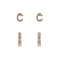 thumbnail image 3 of Time and Tru Goldtone 5pc Crystal Studs Hoop Initial "C"Earring Set, 3 of 7