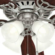 Hunter 52 inch Indoor Ceiling Fan with LED Lights and Pull Chain - Standard Mount Ceiling Fan, 5 Blades, For Bedroom, Living Room, or Kitchen, Quiet - Studio Series 53064, Brushed Nickel