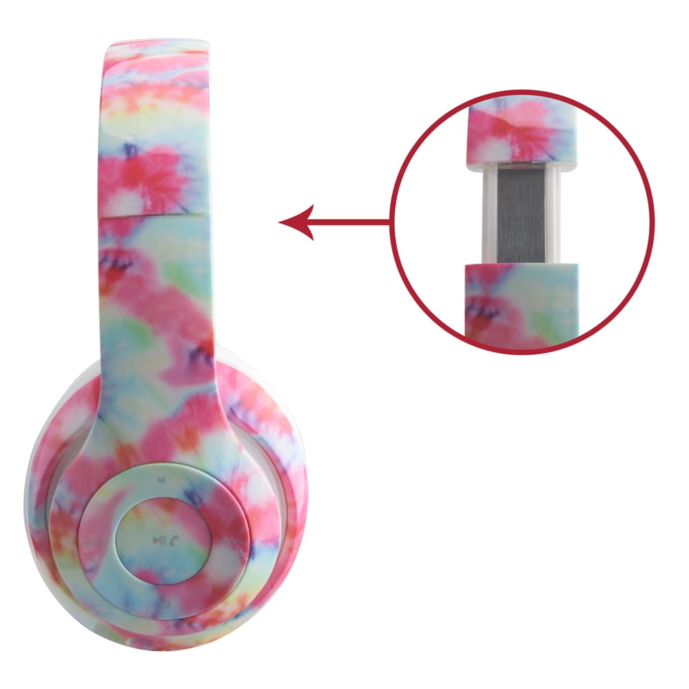 Bluetooth Headphones - Foldable Bluetooth Headset - Lightweight Headphones - Adjustable On-Ear Headphones - Fashion Bluetooth Headphones with Microphone (Tye Dye)
