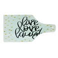 thumbnail image 2 of Live Laugh Love Cutting Board, Hand Lettering on Dotted Backdrop Inspirational Phrase, Decorative Tempered Glass Cutting and Serving Board, Wine Bottle Shape, Black White Yellow, by Ambesonne, 2 of 5