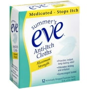 Summer's Eve Anti-Itch Cleansing Cloths: Medicated Maximum Strength Individually Wrapped & Flushable Personal Hygiene Cloths, 12 ct