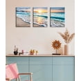 thumbnail image 5 of Ocean Decor - Beach Bathroom Decor Wall Art for Living Room Beach Decorations for Home Pictures for Bedroom Wall Decor Canvas Seascape Paintings Deep Blue Sea Wave Sunset Modern 3 Panels, 5 of 6