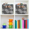 thumbnail image 7 of GZHJMY 2 Pack Collapsible Organizer Storage Bins with Moroccan Plaid Gray White Cute Print,14.2"x10.2" Rectangular Fabric Baskets with Sturdy Leather Handles for Home/Office/Bathroom, 7 of 7