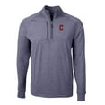 thumbnail image 2 of Men's Cutter & Buck Heather Navy Cleveland Guardians Adapt Eco Knit Stretch Recycled Quarter-Zip Pullover Top, 2 of 3