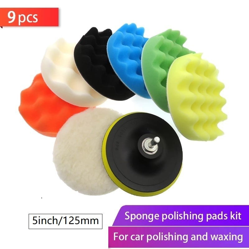 Compound Buffing Pads for Drill Polisher Attachment 125mm/5 inch Polishing Pads for Drill Sponge Waxing Buffing Pads Kit Polishing Pads for Car Polisher Auto Car Scratch Cleaning Accessories 5 PCS