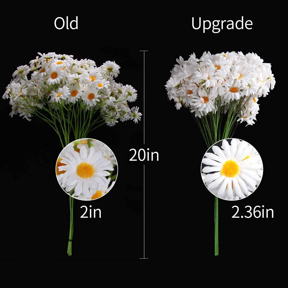 6 Bundles Wildflowers Fake Daisy Outdoor Artificial Flowers UV Resistant Silk Wild Flower Bouquets Bulk Faux Plants Plastic Greenery for Decoration Vase Floral Spring Home Decor