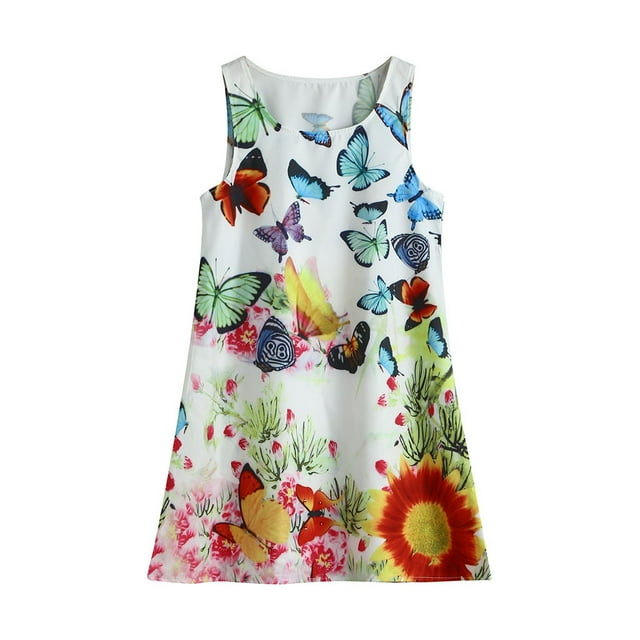Robe pour Filles Sans Manches pour Tout-Petits et Enfants Fête d'Été Imprimée - Robes pour Filles 2-8 Ans