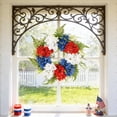 thumbnail image 3 of Premium Patriotic Wreath With Vibrant Red White Blue Hydrangea Blooms, Front Door Decor for 4th Of July, Independence Day, Memorial Day, Festive Home Outdoor Wall Window Decoration, 18in, D, 3 of 5