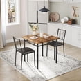 thumbnail image 1 of YUSAZENS 3 Piece Dining Set, Metal Frame Table & 2 Chairs, Space Saving Furniture for Kitchen Breakfast Nook Small Space Brown, 1 of 9
