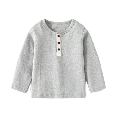 Kiijoy Infant Boys Henley T-Shirt Solid Casual Long Sleeve T Shirt for Kids, Sizes 18-24M