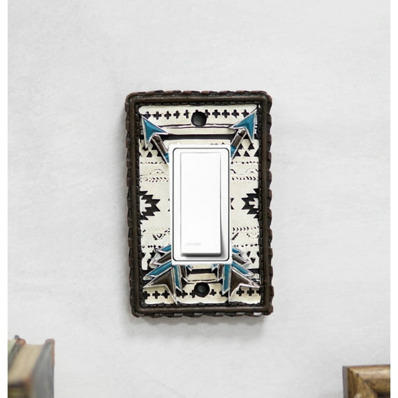 Set Of 2 Western Crossed Turquoise Arrows Wall Single Rocker Switch Plate