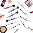 thumbnail image 3 of Makeup Brush Set, 10pcs Complete Synthetic Kabuki Eye Shadow Concealer Make Up Brushes Beautiful Crystal Handle (Purple), 3 of 4