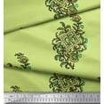 thumbnail image 2 of Soimoi Moss Georgette Fabric Leaves & Floral Block Printed Craft Fabric by The Yard 42 Inch Wide, 2 of 3