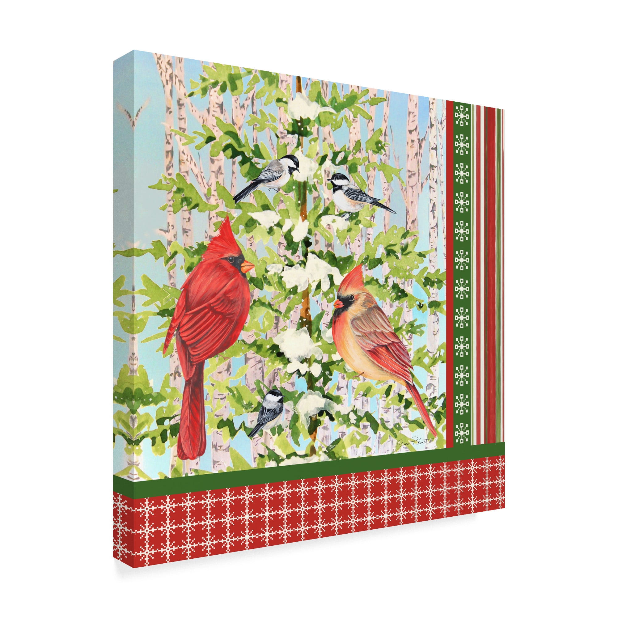 Trademark Fine Art 'Christmas Birds 2' Canvas Art by Jean Plout