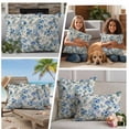 thumbnail image 5 of Vintage Blue Flower Outdoor Waterproof Pillow Covers, Farmhouse Botanical Floral Retro Decorative Square Throw Pillowcase Sofa Cushion Sham for Patio/Couch/Chair, 16"x16" 2 Pack, 5 of 8