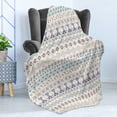 thumbnail image 4 of Geometric Soft Flannel Fleece Throw Blanket, Aztec Motifs Triangles Squares Folk Inspiration Tribal Image, Cozy Plush for Indoor and Outdoor Use, 70" x 90", Mint Dark Blue Peach, by Ambesonne, 4 of 5