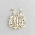 thumbnail image 2 of RUTAYY Toddler Girls Jumpsuit Summer Baby Lightweight Bow Tie Straps Top Solid Color Floral Wrap Dress Dress Bohemian Style , Beige, 12-18 Months, 2 of 4