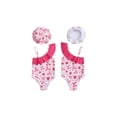 thumbnail image 2 of BemeyourBBs Toddler Baby Girls Swimsuit with Hat 2 Pcs Set Cherry Bow Strawberry Print Ruffled Trim Spaghetti Strap Sleeveless Swimwear, 2 of 9
