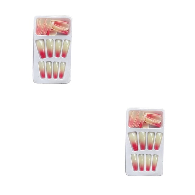 Seitruly 1 Juego de Puntas Francesas para Uñas con Gradiente y Calcomanías Extraíbles Tipo 2 Pegamento 2g Gelatina 24 Piezas