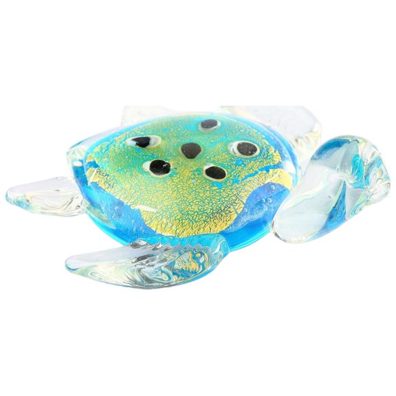 CC Home Furnishings 5" Blue and Green Glass Hand Blown Turtle Figurine