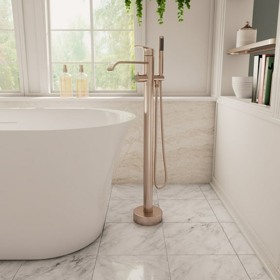 Contemporary High Flow Freestanding Gooseneck Tub Faucet