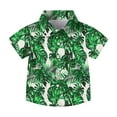 thumbnail image 2 of ATOGUTA Shirts for Teen Boys Short Sleeve Button Down Hawaiian Shirt Beach Tropical Summer Casual Shirts for Kids Green, 2-15 Years, 2 of 5