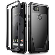 Poetic Guardian [Scratch Resistant Back] Full-Body Rugged Clear Hybrid Bumper Case with Built-in-Screen Protector for Google Pixel 3 Black
