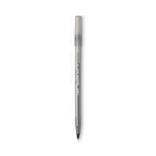 New BIC Round Stic Xtra Life Stick Ballpoint Pen, 1mm, Black Ink, Smoke Barrel, Dozen,Each