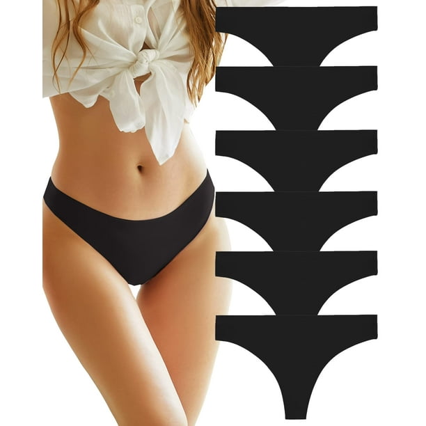 ROSYCORAL 6 Pack Seamless Thongs for Women Breathable Undies Low Rise Panties Invisible Hipster