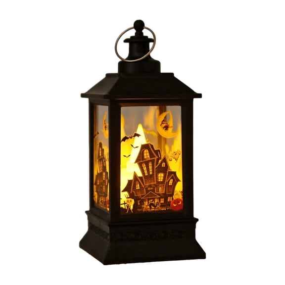 BNNG Battery Operated Flameless LED Candle Halloween Lantern Decoration for Indoor Outdoor Use Mini Lantern with Flickering LED Candles,Vintage Black Decorative Hanging Candle Lanterns for Halloween