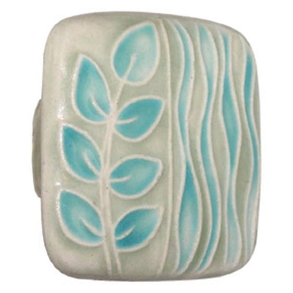 Acorn  Large Square Ceramic Knob - Green and Teal Sea Grass