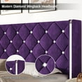 thumbnail image 2 of 4 EVER WINNER King Bed Frame, Velvet Upholstered Platform Bed Frame with Diamond Tufted Headboard and Wingback, Purple, 2 of 7