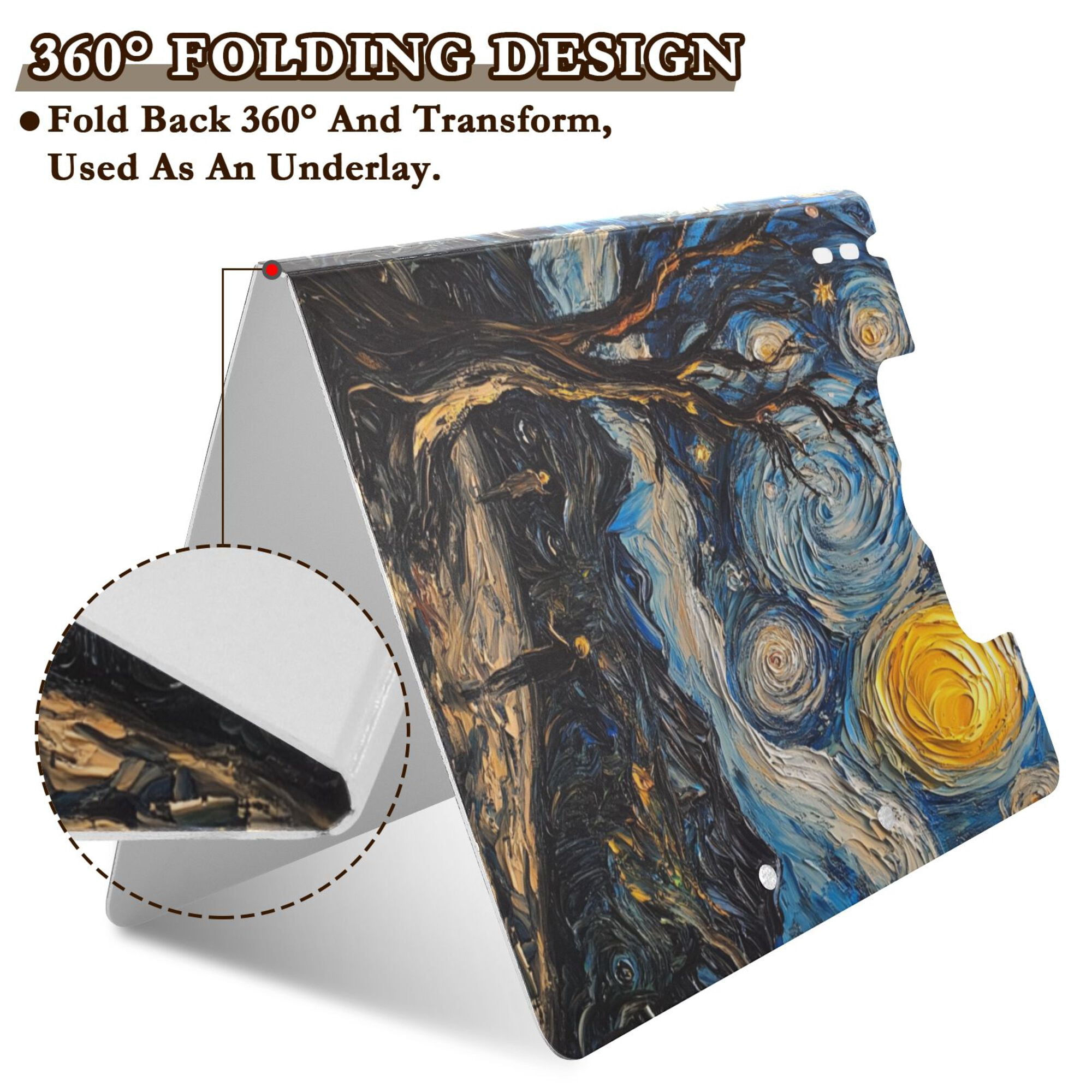 FORMRS A4 Clipboard Folder with Pen Holder Horizontal Foldable School Office Binder, Swirling Starry Sky