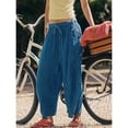 thumbnail image 4 of Delayuji Women's Striped Loose Straight Pant Elastic Waist Pleated Breathable Casual Beach Pants with Pocket Spring Summer Outfit, 4 of 4
