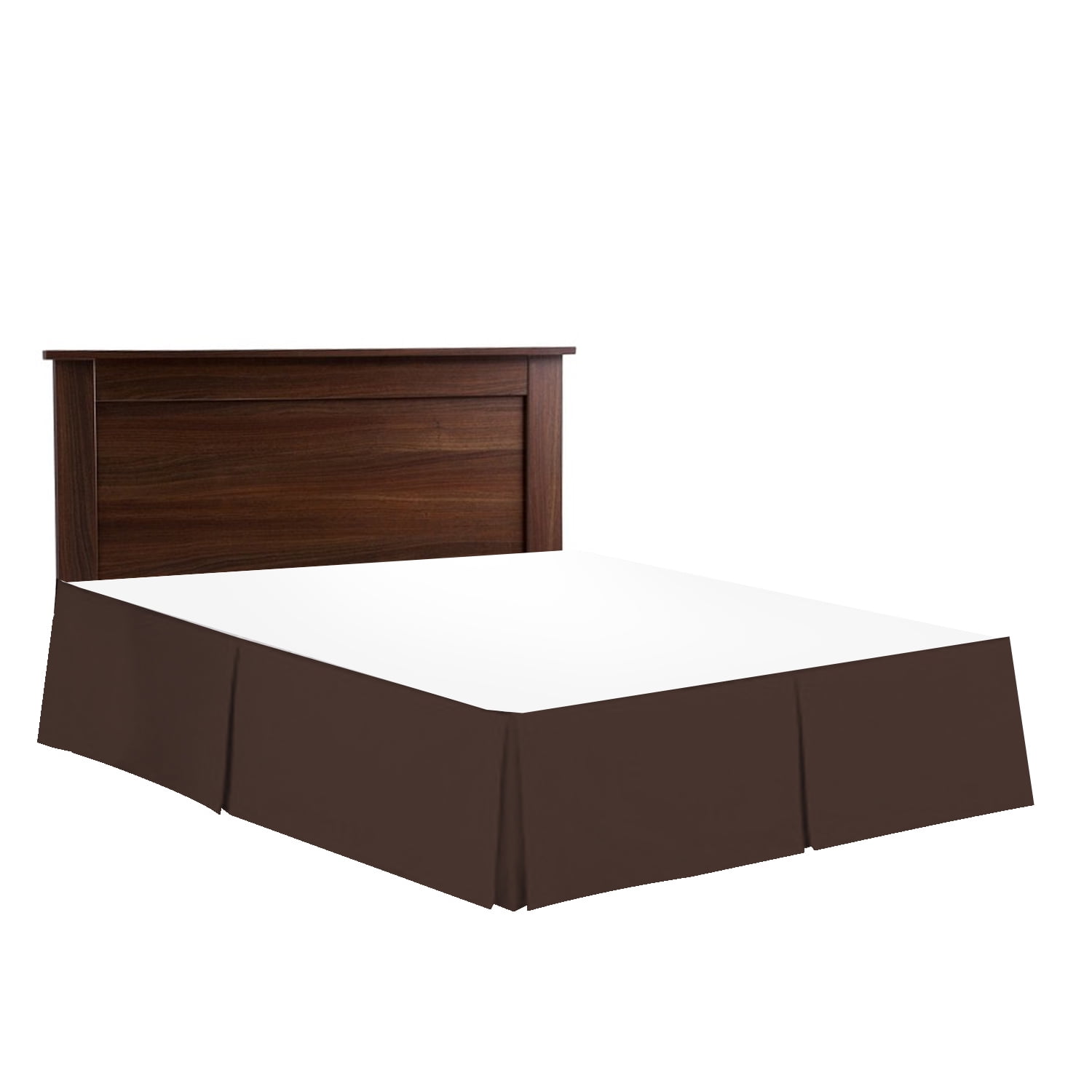 14" Tailored Pleated Bed Skirt Dust Ruffle, Cal King, Chocolate Brown, by Clara Clark