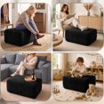 thumbnail image 2 of Yomsum Large Oversized Ottoman Bench, Corduroy Upholstered Footrest, Rectangular Floor Ottoman for Living Room, Extra Seating, Coffee Table Alternative, No Assembly, Black, 2 of 9