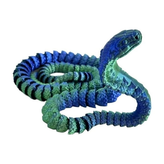 1pc Artistic 3D Printed Cobra Snake Figurine - Multi-Jointed, Movable Design For Aquarium Decor & Home Accent