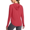 thumbnail image 2 of HappyYEE Women's Sun Hooded Shirts Pullover Long Sleeve Rash Guard Thumb Sleeve Loose Summer Upf 50+ Sun Protection Tops Red-a M, 2 of 9