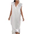 thumbnail image 1 of Cathalem Robe Bohème d'Été pour Femme Imprimée Longue pour Fête/Boîte de Nuit avec Fente, Blanc P, 1 of 5