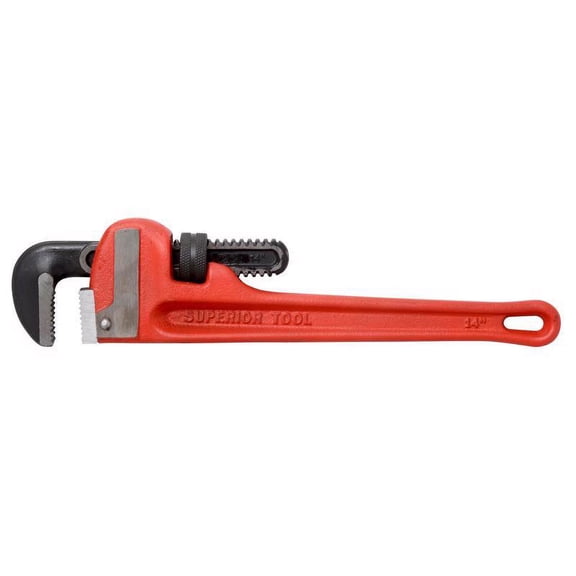 Superior Tool 02814 Heavy-Duty Cast-Iron Handled Pipe Wrench, 14"