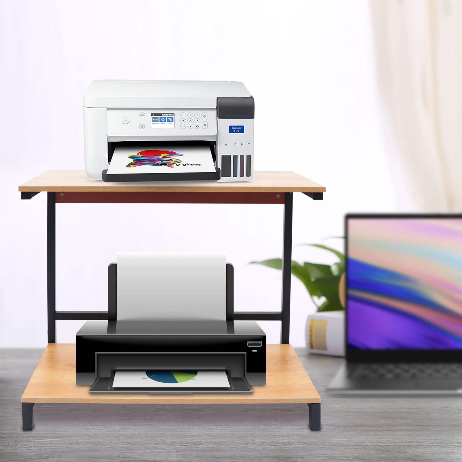Wuzstar 2 Tiers Desktop Printer Stand Office Scanner Organizer Storage