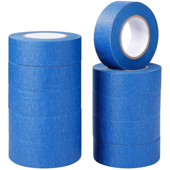 Blue Masking Tape Painting and Decorating Tape for Labels, Spray Painting, Painters, Crafts 10 Rolls 24mm × 20m