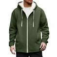 thumbnail image 2 of Mwjwdo Fleece Lined Hoodies for Men Zip Up Sherpa Hooded Jackets Winter Thicken Thermal Coats Casual Warm Hooded Sweatshirt Green XL, 2 of 9