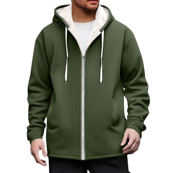 Sherpa Hoodies for Men Zip Up Winter Fleece Lined Hooded Sweatshirt Coats Heavyweight Warm Jackets with Pockets