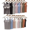 thumbnail image 1 of Camisola sin mangas con cinco dedos y almohadilla para el pecho con cinturón de modal para mujer, camiseta básica deportiva integrada para yoga con copa sin sujetador, 1 of 2