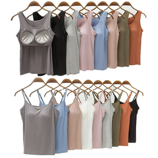 Camisola sin mangas con cinco dedos y almohadilla para el pecho con cinturón de modal para mujer, camiseta básica deportiva integrada para yoga con copa sin sujetador
